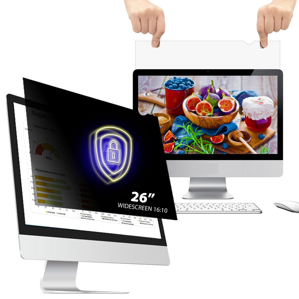 WELINC 26 Inch - 16:10 Aspect Ratio - Computer Privacy Screen Filter for Widescreen Monitor - Anti-Glare - Anti-Scratch Protector Film - Protects Your Eyes from Harmful Glare and Blue Light
