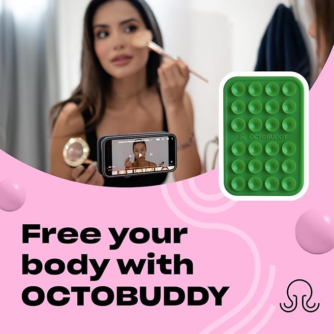 Classic MAX - Silicone Suction Phone Case Adhesive Mount - Hands-Free, Strong Grip Holder for Selfies and Videos - iPhone and Android Compatible - 2.6″ x 3.9″, Spade Green