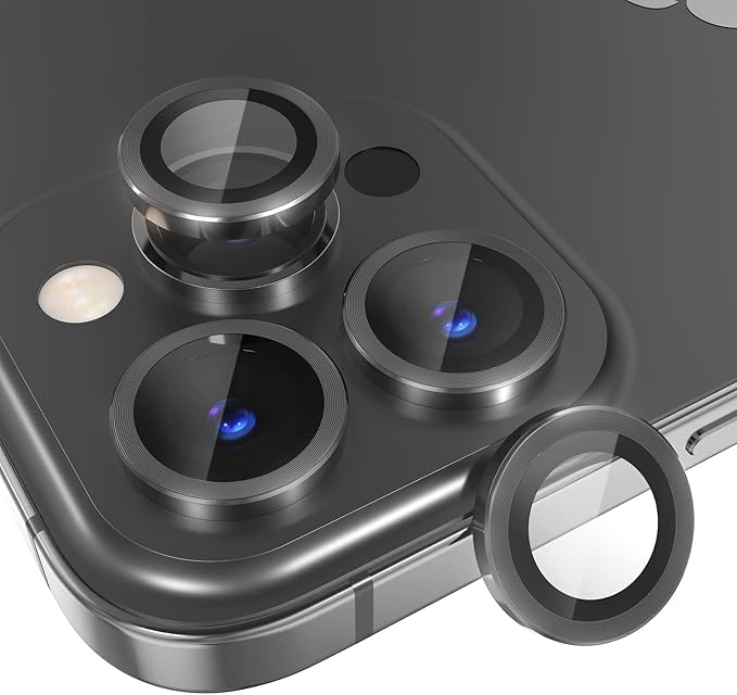 Choiche [3+1 for iPhone 14 Pro/iPhone 14 Pro Max Camera Lens Protector, 9H Tempered Glass Camera Cover Screen Protector Metal Ring Decoration Accessories (Black)