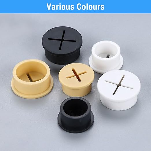 Desk Grommet, 1 in 25 mm Silicone Rubber Grommets, Black Desk Hole Cover for Cables, Flexible Wall Cord Pass Through Grommet for Office Table Computer Home Furniture Wire Organizer-8 Pcs