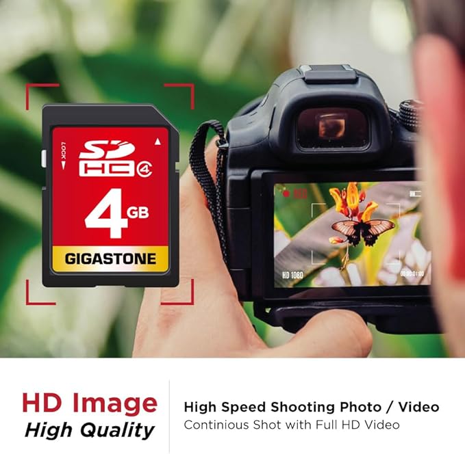 GIGASTONE 4GB SD Card 5 Pack SDHC Class 4 Memory Card for Photo Video Music Voice File DSLR Camera DSC Camcorder Recorder Playback PC Mac POS 5pcs in Pack (Pack of 5), with 5 mini Cases