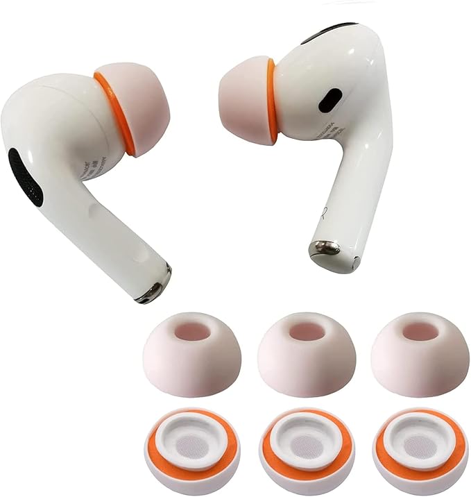 Airpod Pro Ear Tip Memory Foam & Silicone Hybrid Ear Tips, Perfect Noise Reduction, Stays in Your Ears, Ultra-Comfort, Anti-Slip Eartips, Fit in The Charging Case (Orange, Medium)