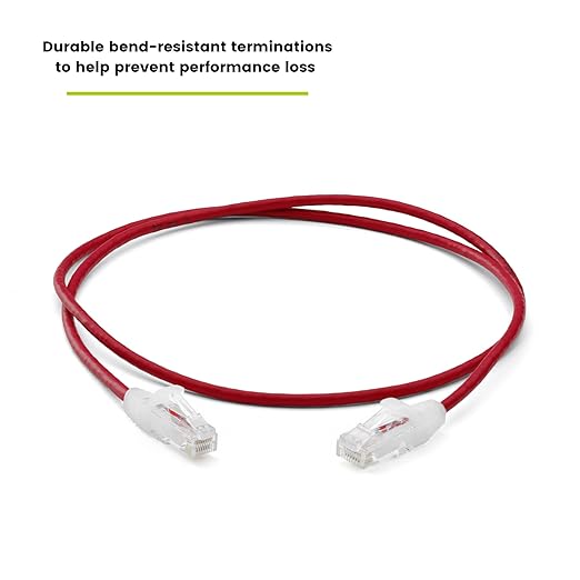 TRUECABLE Cat6 Component Rated Patch Cable, Unshielded (U/UTP), 2ft, Red, 28AWG Solid Copper, Snagless 10G High-Speed Ethernet Cable, PoE++ 4PPoE 100W, UL Listed, RoHS-3, 1 Pack