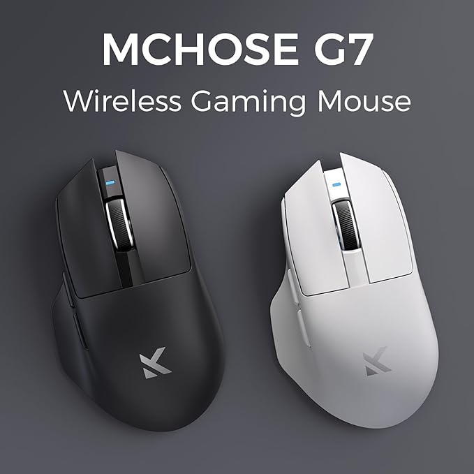 G7 Lightweight Ergonomic Wireless Mouse, PAW3311 12K DPI Sensor, Tri-Mode Connection, Wireless/Wired 1K Polling, 55g Weight, 800mAh Bettery (White)