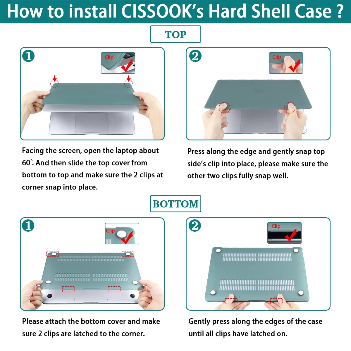 CISSOOK Compatible with MacBook Air 13 inch Case 2021 2020 2019 2018