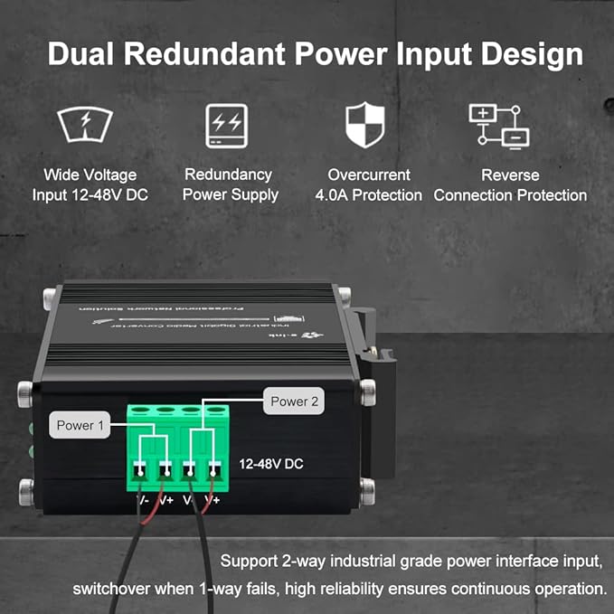 3 Port Hardened Industrial Gigabit Din Rail Switch,10/100/1000Mbps Ethernet Switch Din Rail 24V,8Gbps Switching Capacity,IP40 Rated Unmanaged Network Switch(-40~80°C)