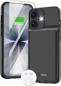 GIN FOXI Battery Case for iPhone 17, Charging Case Charger 8500mAh Ultra-Slim Lightweight Powerful Battery Pack 15W Fast Rechargeable Anti-Fall TPU Juice Box for iPhone 17 (6.3") Black