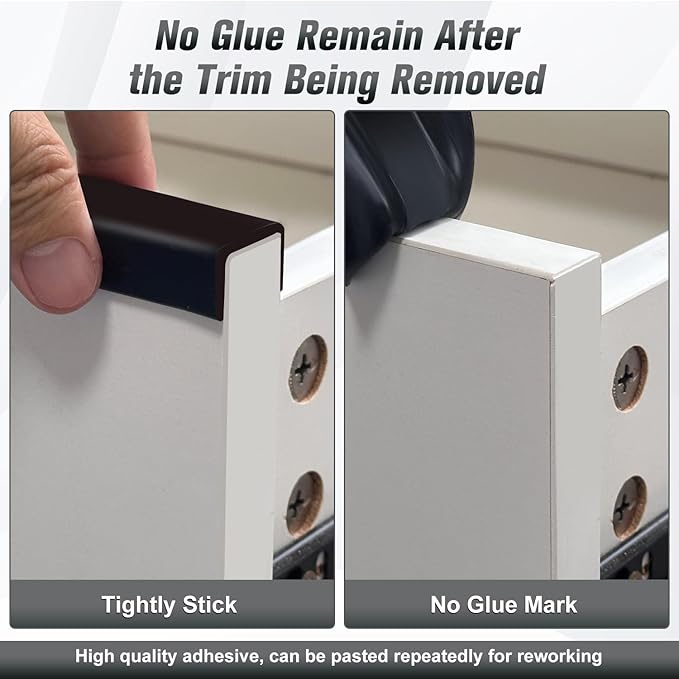 Rubber Edge Trim, Self Adhesive U Channel Edge Trim, Big Size U Shaped Trim, Edge Banding for Plywood, Woods, Shelf, Cabinet, Countertop, Fit for 3/8", Length 20Ft, Black