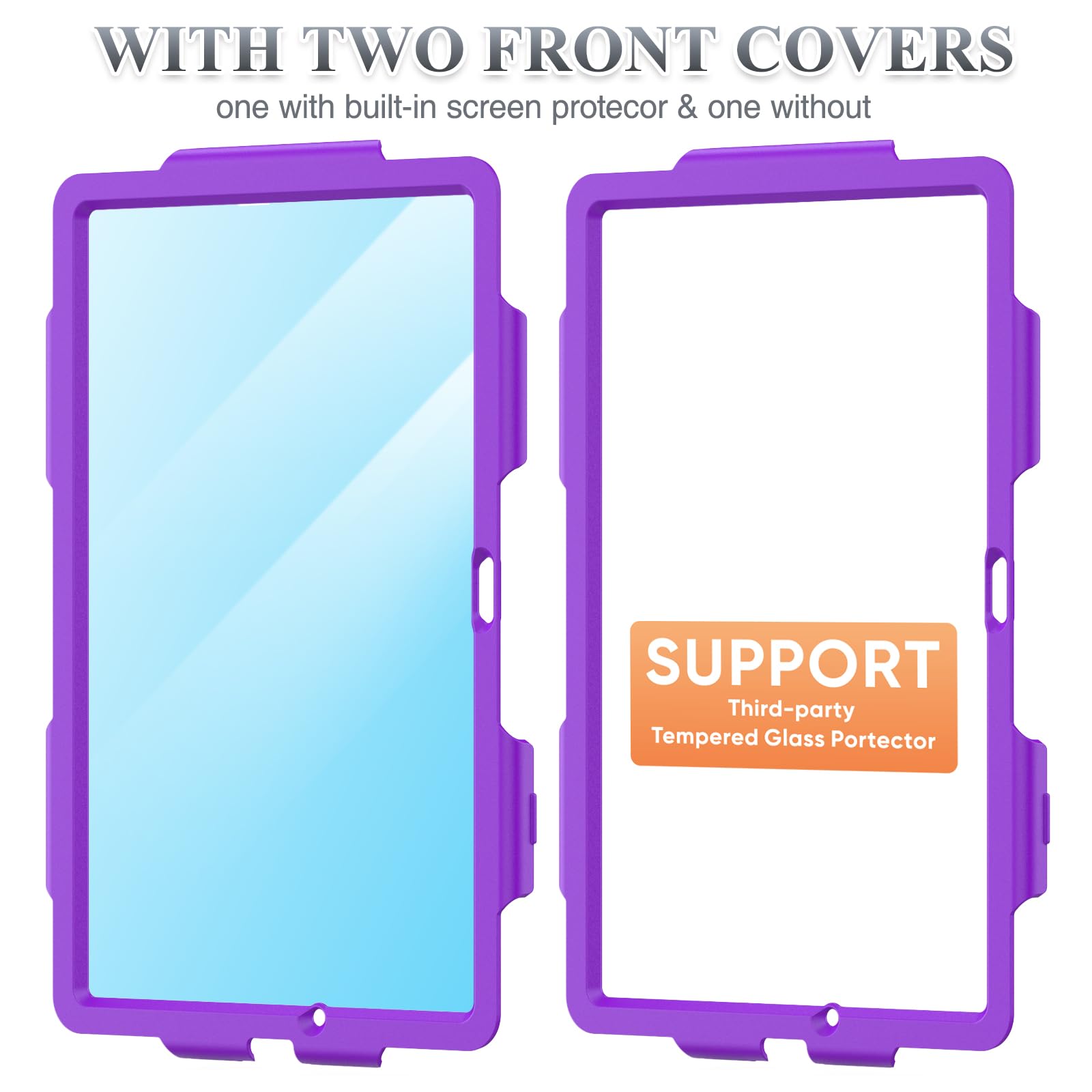 SEYMAC stock Case for Samsung Galaxy Tab A11+ Plus/A9+ Plus 11'', Full-Body Drop Protection Case with Screen Protector Pencil Holder [360° Rotating Hand Strap] &Stand, Purple+Colorful