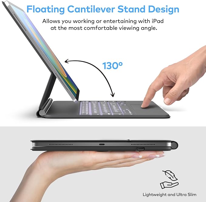 Keyboard Case for iPad Air 11-inch (M3 2025 / M2 2024) & iPad Pro 11 inch(1st/2nd/3rd/4th Generation) – Magic-Style Magnetic Keyboard Case with Multi-Touch Trackpad for 10.9” iPad Air 4th/5th Gen.