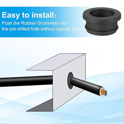 PATIKIL 27mm / 1-1/16 Inch Drill Hole,7/8 Inch ID Rubber Grommets, 3Pcs Top Hat Grommet for Wiring Eyelet Ring Gasket Automotive Firewall Cable Hole Plugs Wires Protection, Black