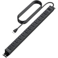 HHSOET 360° Rotating 12 Outlet Mountable Power Strip, Aluminum Alloy Long Power Strip,1200J, Heavy Duty Wall Mount Surge Protector with Switch, 3ft Power Cord