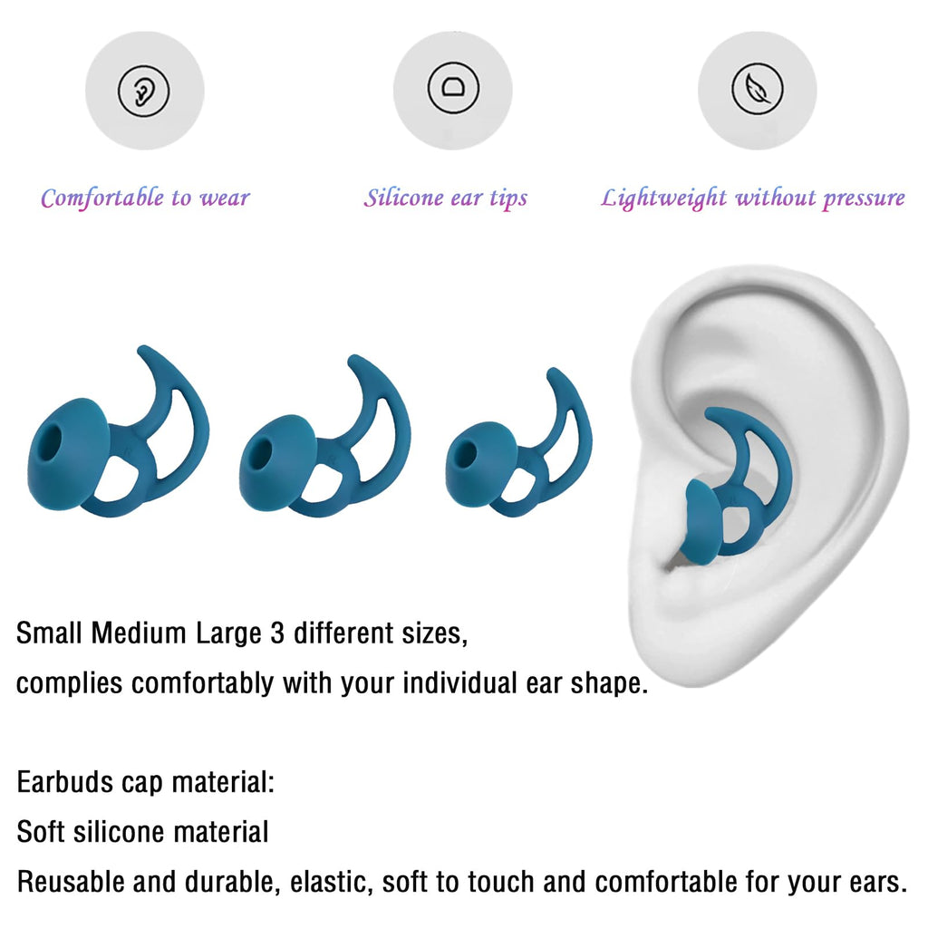 WKYMY Ear Bud Pads Replacement Ear Tips Silicone Earbud Tips Compatible with Bose Quietcomfort and Sport Headphone Rubber Tips Earbud Covers Eartips 3 Pairs S M L Blue