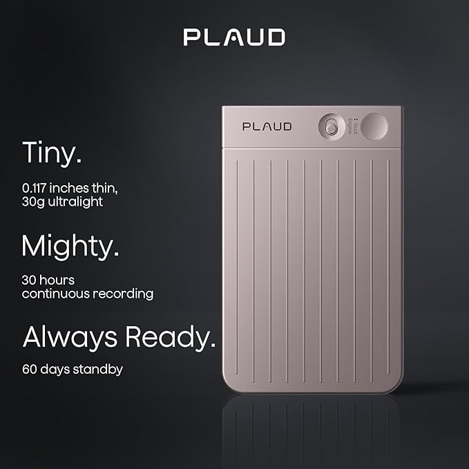 Plaud Note AI Voice Recorder, Voice Recorder w/Case, App Control, Transcribe & Summarize with AI Technology, Support 112 Languages, 64GB Memory, Audio Recorder for Lecture, Meeting, Call, Interview