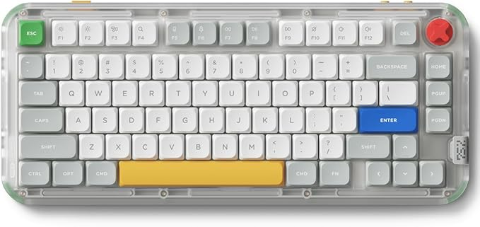 nuphy Kick75 Wireless Low Profile Mechanical Keyboard with Volume Knob,75% Hot Swappable Gaming Keyboard,80 Keys RGB Backlit with PBT Keycaps, Support BT/2.4G/USB-C (Red Nano Swithc)