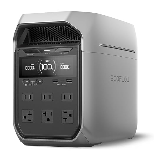 EF ECOFLOW Portable Power Station DELTA 3 Plus, 1024Wh LiFePO4 (LFP) Battery, 1800W AC/140W USB-C Output, Solar Generator (Solar Panel Optional) for Home Backup, Camping&RV