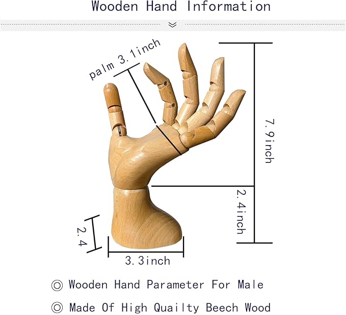 yangjietf mannequin,mannequin hand,hand model,hand mannequin for nails,drawing mannequin wooden hand,wooden mannequin,articulated fingers,hand model for drawing,male hand of left., Male_left