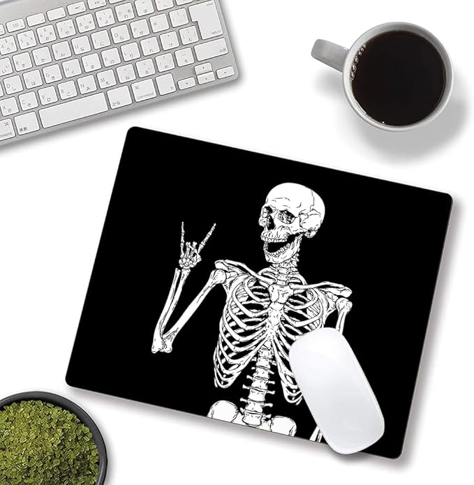 IMAYONDIA Black Human Skeleton Mouse Pad - Square Waterproof Non-Slip Rubber Base MousePads for Computer Laptop