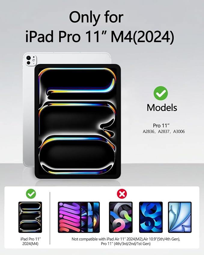 ORDA iPad Pro 11 Inch Case with Keyboard (M4/2024) iPad Pro Magic Keyboard with 7 Colors Backlight,Easy-Set Magnetic Stand,Precise Multi-Gesture Trackpad,Shortcut Keys,Ultra-Slim,On-The-Go Protection