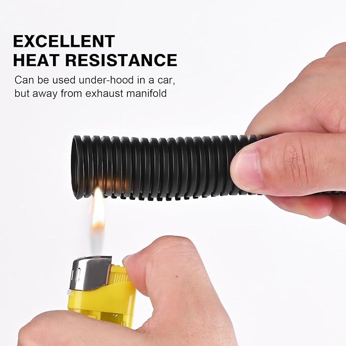 CrocSee 10ft - 3/4 inch Flame Retardant Split Wire Loom Tubing with Installation Tool - Flexible Wire Covers Cord Protectors - Black