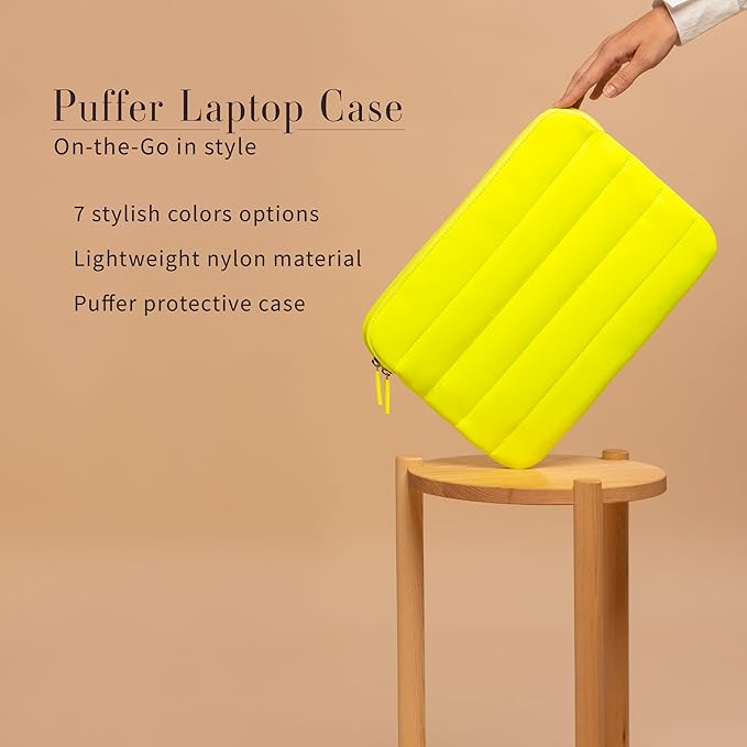 ANECDOTE Laptop Case 15-16 Inch – A Perfect Laptop Sleeve - Compatible with MacBook Air/Pro 15 inch M3 M2 M1 Chip Pro Max 2023-2021 – Fits Well, Made of 100% Nylon with Aesthetic Design (Neon Yellow)