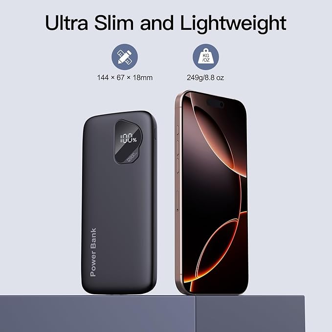 2025 Portable Charger(2pack in 1box) with Built in Cables, 12800mAh Travel Essential Battery Pack, 4 Outputs 2 Inputs Slim Power Bank with Cord Wires Compatible with iPhone,Samsung,Android