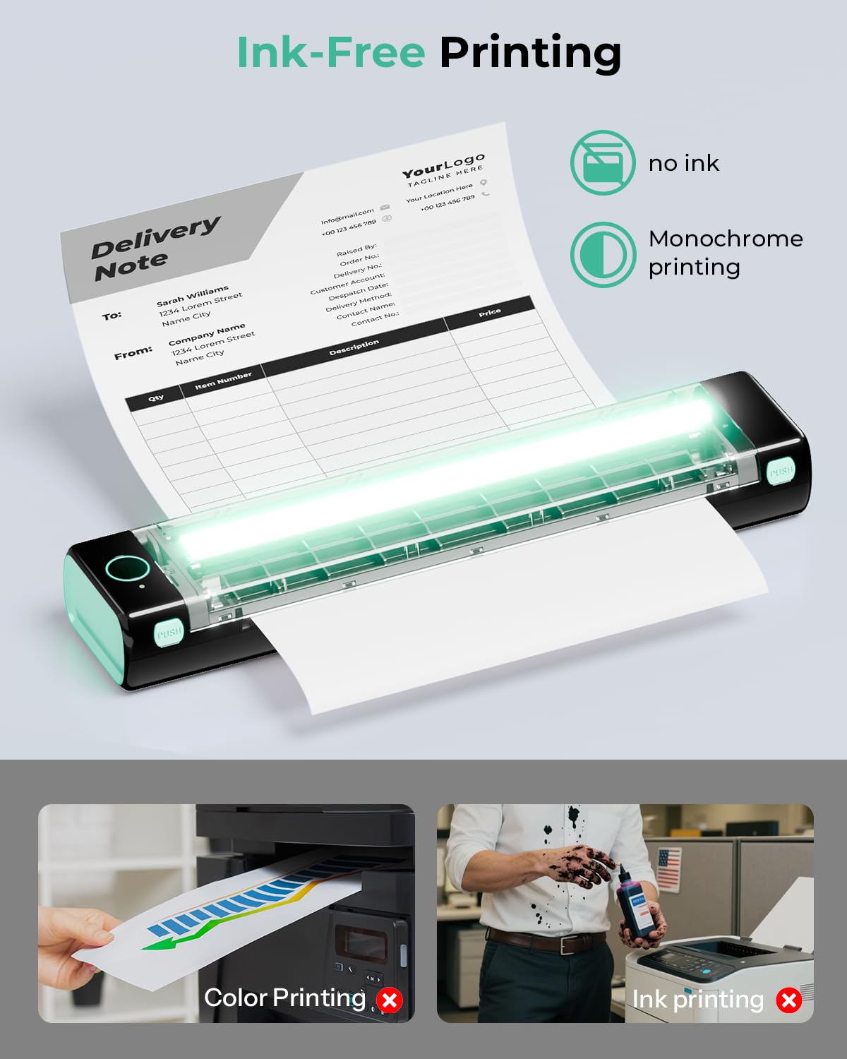 Phomemo M08F Portable Inkless Thermal Printer - 8.5'' x 11'' Letter, Black