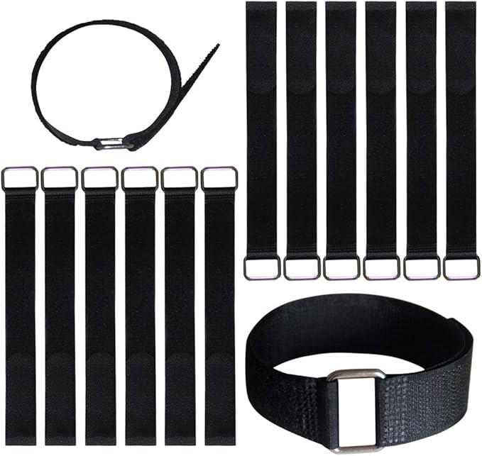 12 inch Reusable Fastening Cable Straps - Hook and Loop Fixing Straps - 12 Pack