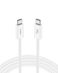 Belkin USB C to USB C Cable, 6.6ft, 60W - Type C Charger, iPhone Charger Cord, Soft, Braided, Flexible for iPhone 16, Galaxy S25, Pixel 9, Airpods, iPad Pro, Tablet & More, Travel Essentials - White