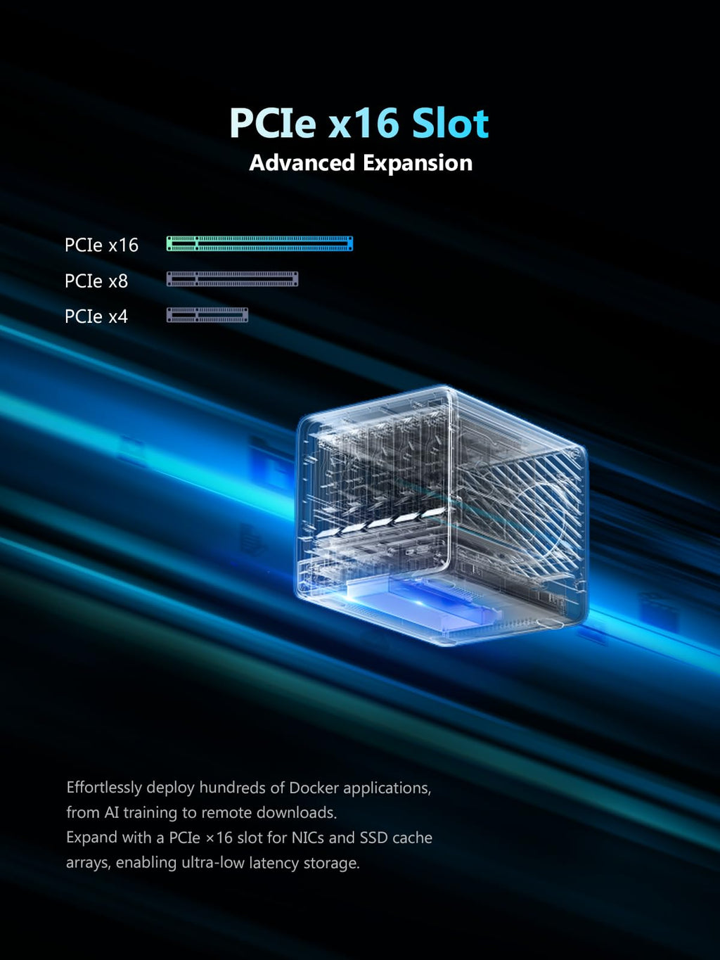 MINISFORUM N5 Pro 5-Bay Desktop AI NAS, AMD Ryzen AI 9 HX PRO 370(12C/24T) CPU, 16GB DDR5, 128G SSD, 1x10GbE, 1x5GbE, 2xUSB4, 8K HDMI, OCuLink, 1xM.2+2xU.2/M.2 Slot, Network Attached Storage(Diskless)