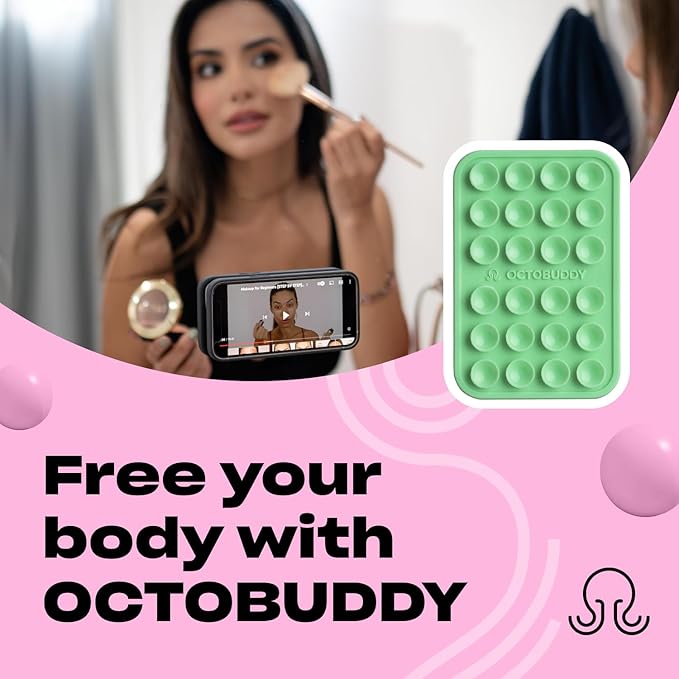 Classic - Silicone Suction Phone Case Adhesive Mount - Hands-Free, Strong Grip Holder for Selfies & Videos - iPhone & Android Compatible - 2.25″ x 3.25″, Green Ash