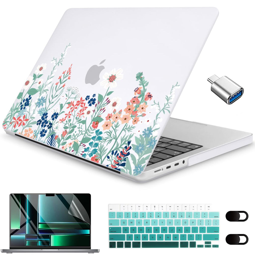 CISSOOK Matte Frosted Wildflower Hard Shell Case for MacBook Pro 14 Inch 2026-2021 Release M5 A3434 M4 A3112 A3185 A3401 M3 A2992 A2918 A2779 M2 A2442 M1, Plastic Cover for MacBook Pro 14