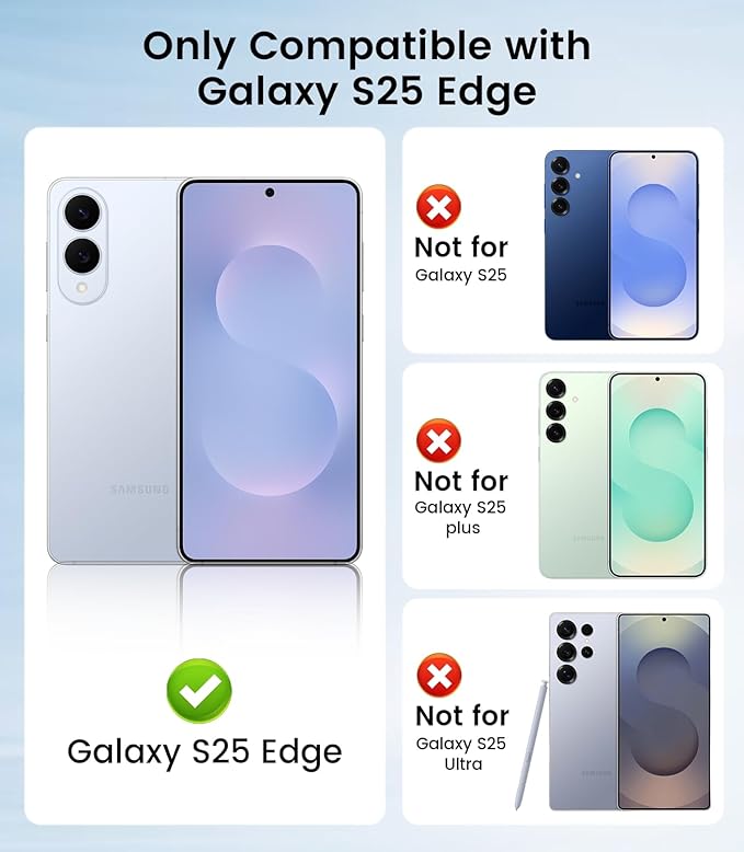Slim Thin for Samsung Galaxy S25 Edge Case, Compatible with MagSafe, Built-in Camera Lens Protector, Shockproof Protective Phone Case, Soft Electroplated Clear Cover, Black