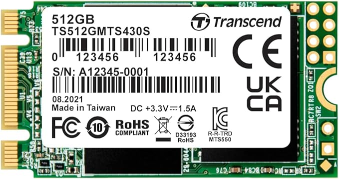 Transcend 512GB M.2 2242 SATA III SSD with Dram Cache, Up to 560MB/s, Compatible w/Ultrabook/Laptop/PC/Desktop, 3D TLC NAND Flash Internal Solid State Drive, LDPC Error Correction, SLC Cache, B+M Key
