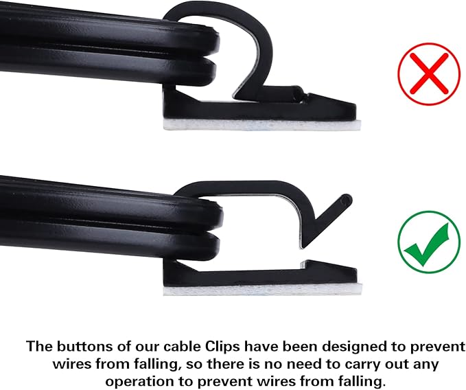 XHF 120 PCS Adhesive Cable Wire Clips Black, Outdoor Cable Management Wire Organizer Cord Holder for Under Desk, Car, Wall, TV PC Ethernet Cable