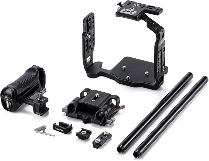 Tilta Camera Cage Compatible with Canon C80 Advanced Kit | Includes Tilta Xeno NATO Side Handle, 15mm LWS Baseplate, Aluminum Rods & Button Extensions | NATO, Cold Shoe, 1/4"-20 & 3/8"-16 Threads