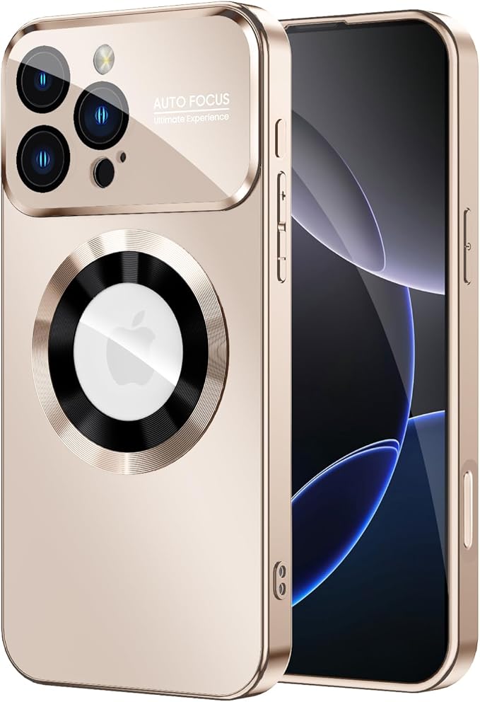 Magnetic for iPhone 16 Pro Case, Compatible with MagSafe, Built-in Camera Lens Protector, Logo View, Military Grade Drop Protection Phone Cover, Desert Titanium