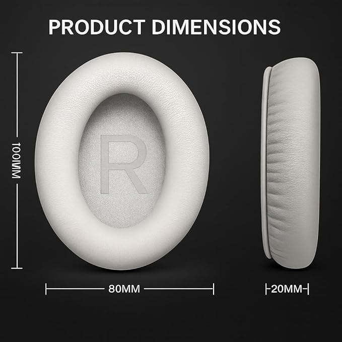 Premium Replacement Ear Pads for Bose Bose QC45– Soft Protein Leather & Memory Foam Cushions – Enhanced Noise Isolation – Easy Installation Kit,Video & Cleaning Cloth (White)