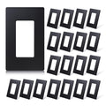 ELEGRP Matte Black 1-Gang Screwless Decorative Wall Plates, Standard Size Unbreakable Thermoplastic Faceplate Cover for Decorator Receptacle Outlet Switch, UL Listed (20 Pack)