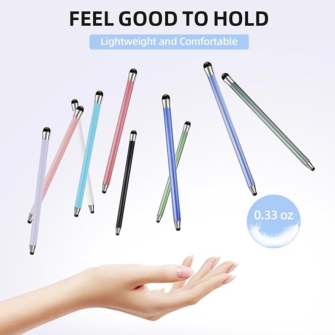Stylus Pen for Touchscreen 10Pcs, 2-in-1 High Sensitivity & Precision Stylists pens, Stylus Pen for iPad/iPhone/Samsung/Android Tablets and Universal Capacitive Touch Screen (Black)