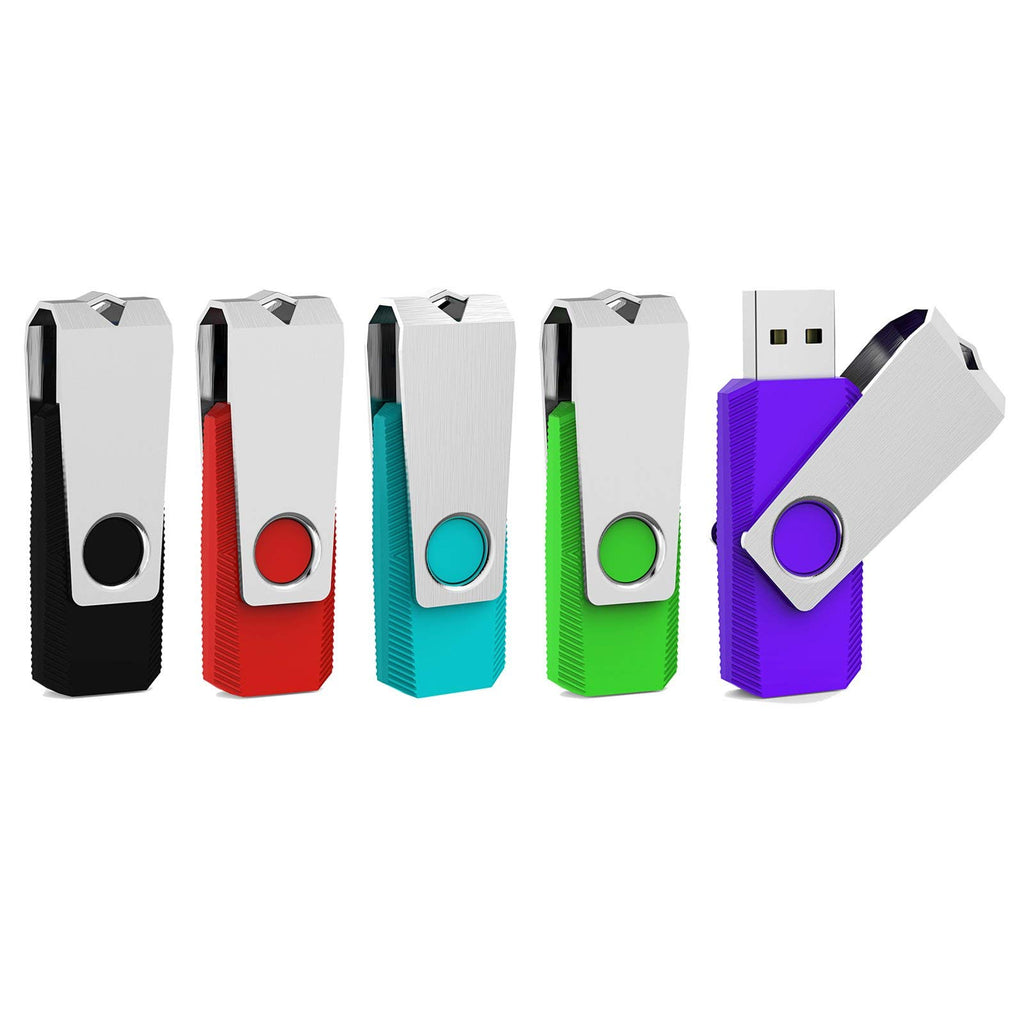 Aiibe 5 Pack 64GB Flash Drive USB Flash Drives 64GB Thumb Drive USB 2.0 Memory Stick USB Drives Jump Drive 64 GB Multipack (64G, 5 Mixed Colors: Black Red Cyan Green Purple)