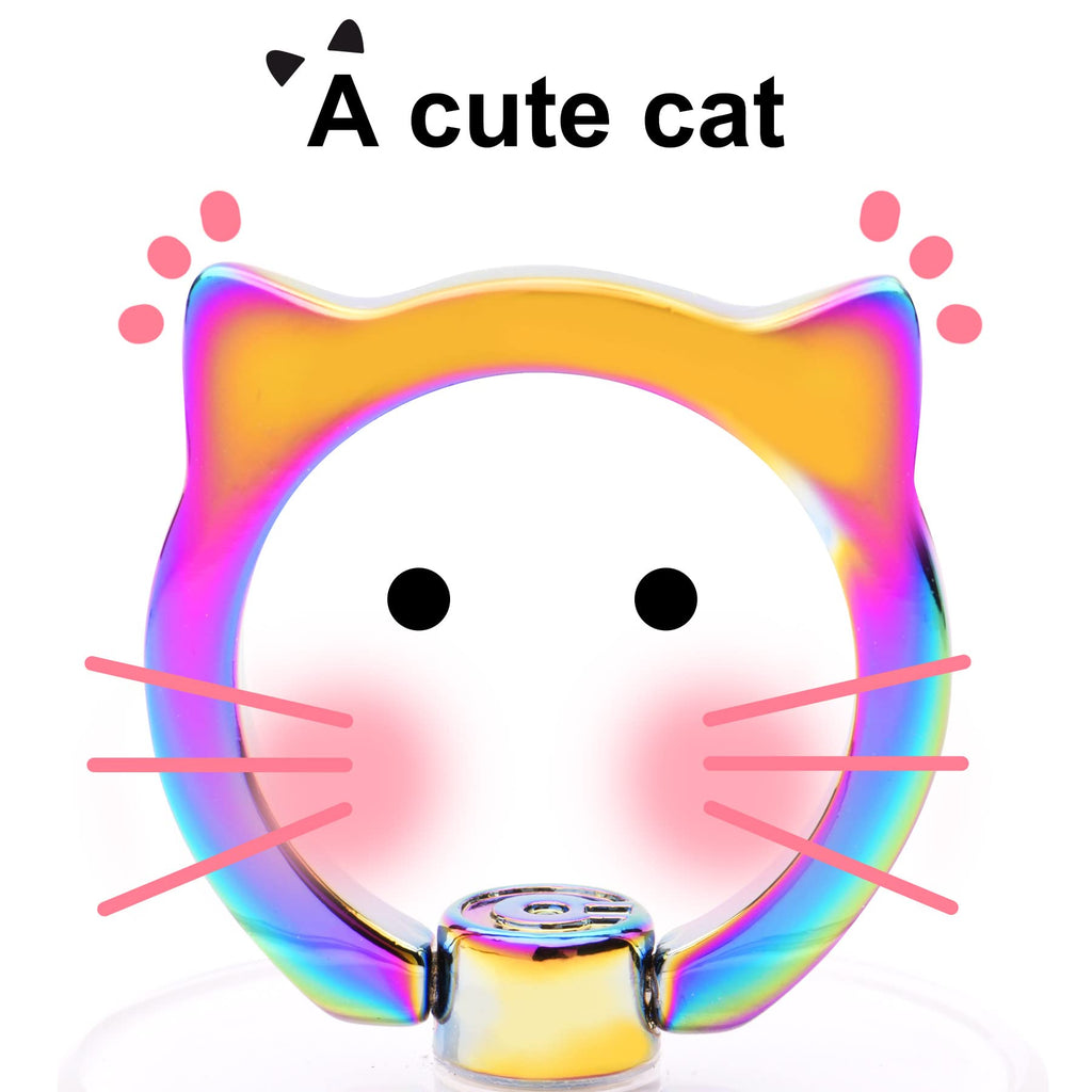 Cat Phone Ring Holder Grip- EI Sonador Transparent Cell Phone Ring Stand Holder Clear Kickstand Finger Grip, Compatible with Most of Phones, Tablets and Case (2 Colorful Cat)