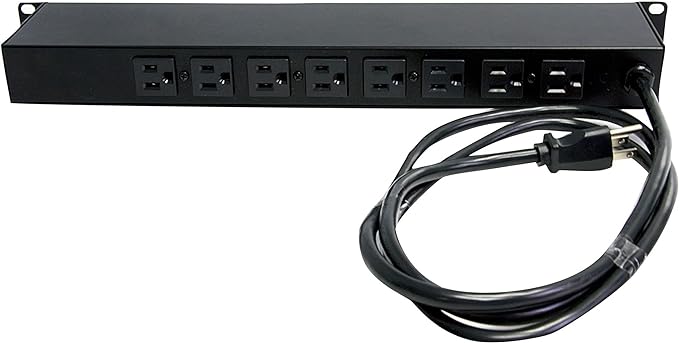 StarTech.com 8 Outlet Horizontal 1U Rack Mount PDU Power Strip for Network Server Racks - Surge Protection - 120V/15A - w/ 6ft Power Cord (RKPW081915)
