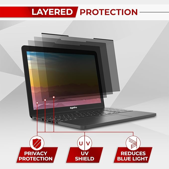 Magnetic Laptop Privacy Screen 13.3 Inch 16:9 - Removable Computer Privacy Filter Shield and Protector