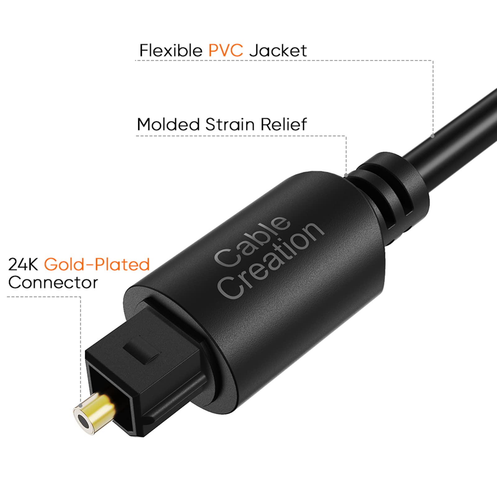 CableCreation Toslink Digital Optical Audio Fiber Optic Cable, 3FT, Black