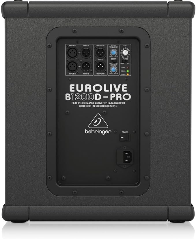 Behringer EUROLIVE B1200D-PRO High-Performance Active 500 Watt 12" PA Subwoofer with Built-In Stereo Crossover