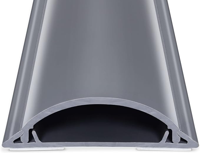 Cord Cover 6.6ft(2xL3.3Ft), Large Capacity Gray PVC Cord Hider - Hard Floor Wire Cover for Cable Management - 1.8" W x 0.6" H