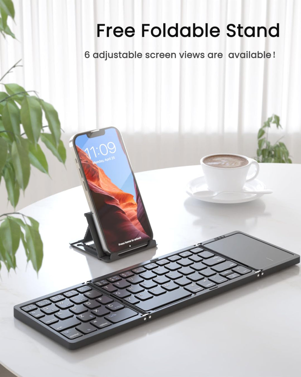 Artciety Foldable Bluetooth Keyboard, Folding Portable Wireless Keyboard with touchpad,Travel Pocket Keyboard for iOS Android Windows Mac Smartphone Tablet & Laptop, Sync Up to 3 Devices, Black