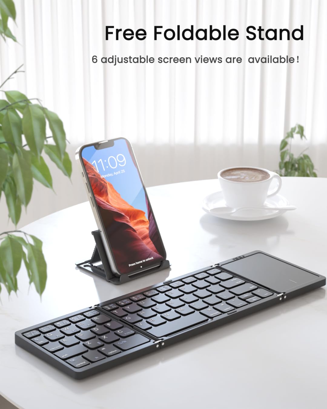 Artciety Foldable Bluetooth Keyboard, Folding Portable Wireless Keyboard with touchpad,Travel Pocket Keyboard for iOS Android Windows Mac Smartphone Tablet & Laptop, Sync Up to 3 Devices, Black