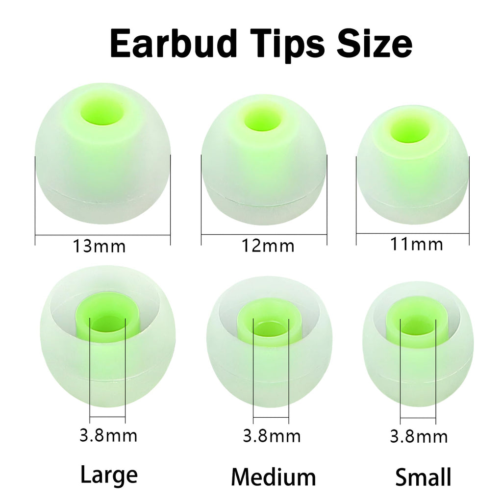 MQIMY Silicone Earbud Tips - S M L, Fit Most In-Ear Earbuds (Inner Hole 3.8mm - 5.1mm), 9 Pairs